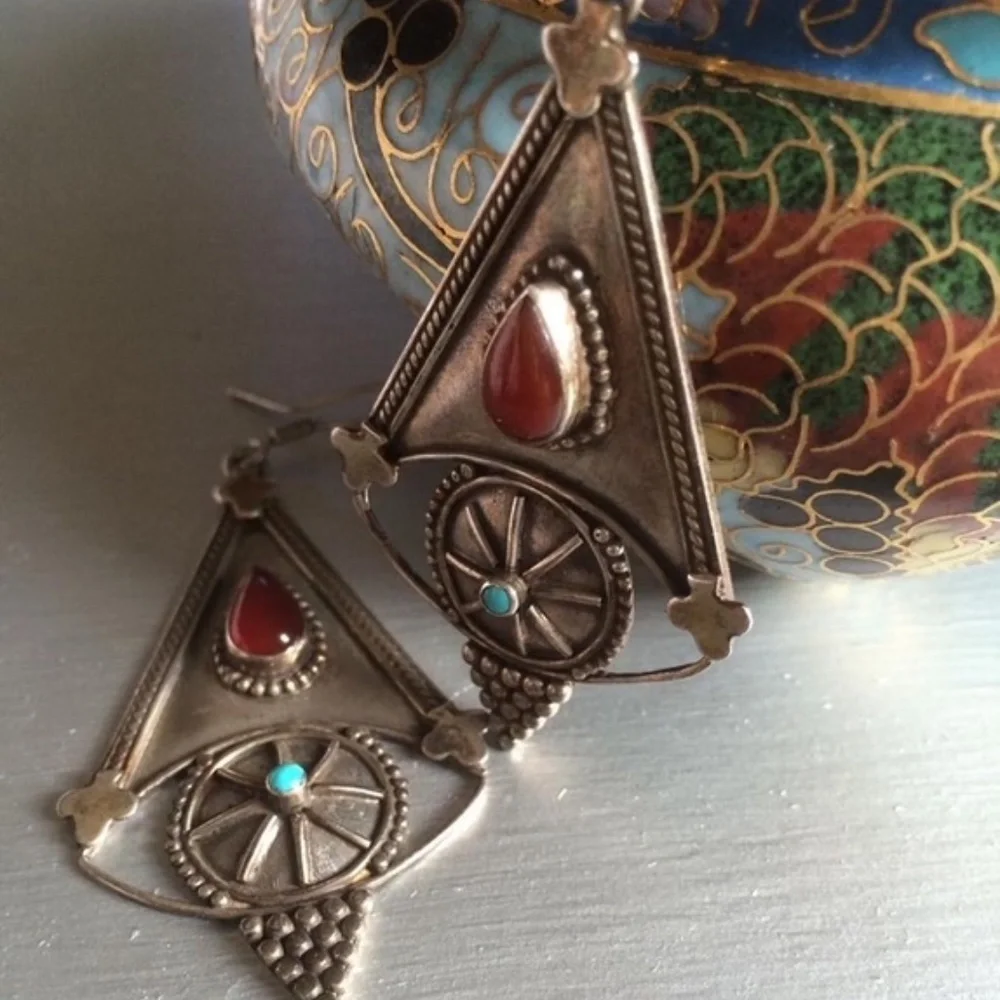 14k gold earrings with gemstones - Picture 6 of 7